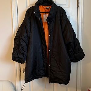 NEW WITH TAGS Black Puffy Coach Jacket with Ruched Sleeves